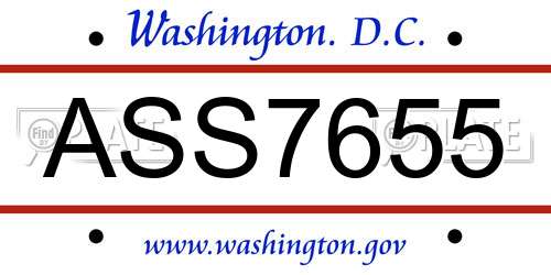 ASS7655 District Of Columbia License Plate