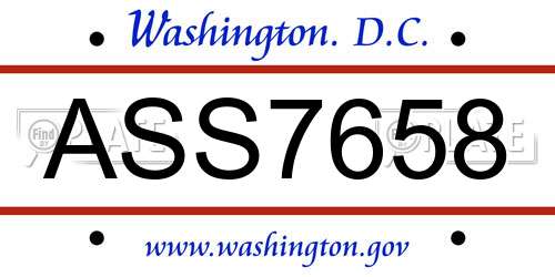 ASS7658 District Of Columbia License Plate