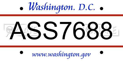ASS7688 District Of Columbia License Plate