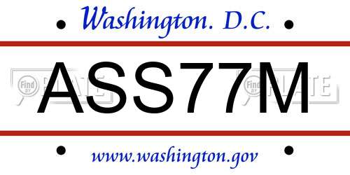 ASS77M District Of Columbia License Plate