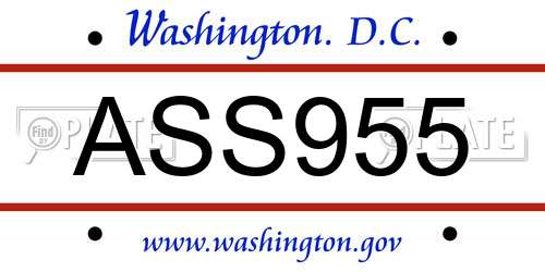 ASS955 District Of Columbia License Plate