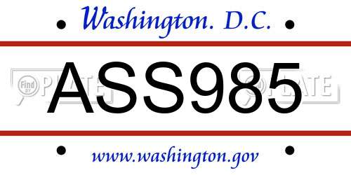 ASS985 District Of Columbia License Plate