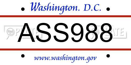 ASS988 District Of Columbia License Plate