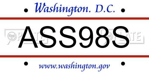 ASS98S District Of Columbia License Plate