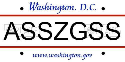 ASSZGSS District Of Columbia License Plate