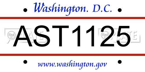 AST1125 District Of Columbia License Plate