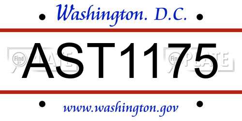 AST1175 District Of Columbia License Plate