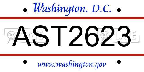 AST2623 District Of Columbia License Plate