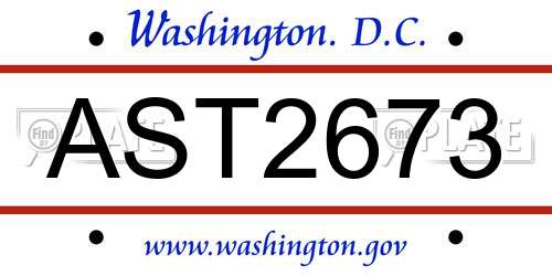AST2673 District Of Columbia License Plate