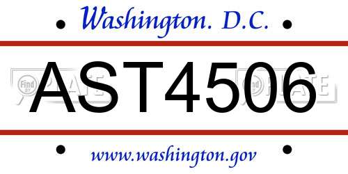 AST4506 District Of Columbia License Plate