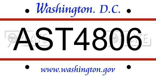 AST4806 District Of Columbia License Plate