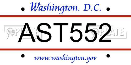 AST552 District Of Columbia License Plate