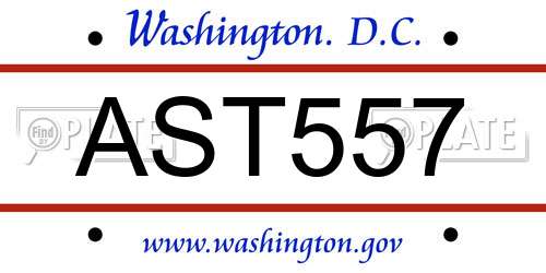 AST557 District Of Columbia License Plate