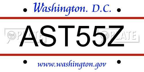AST55Z District Of Columbia License Plate