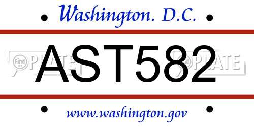 AST582 District Of Columbia License Plate