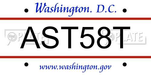AST58T District Of Columbia License Plate
