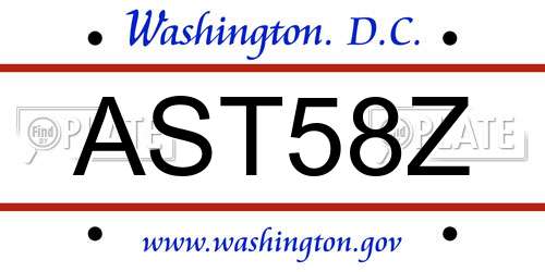 AST58Z District Of Columbia License Plate