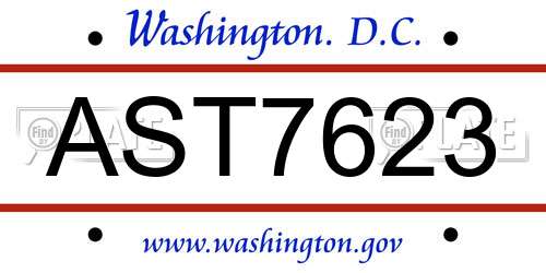 AST7623 District Of Columbia License Plate