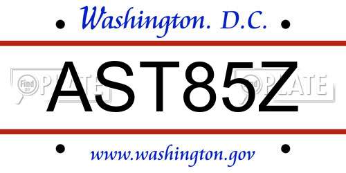 AST85Z District Of Columbia License Plate