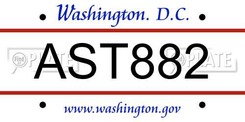 AST882 District Of Columbia License Plate