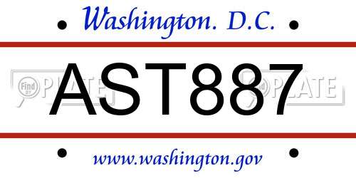 AST887 District Of Columbia License Plate