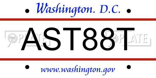 AST88T District Of Columbia License Plate