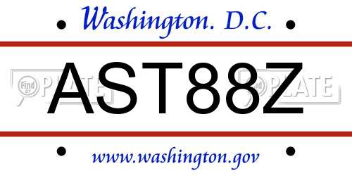 AST88Z District Of Columbia License Plate