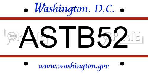 ASTB52 District Of Columbia License Plate