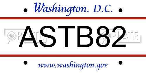 ASTB82 District Of Columbia License Plate