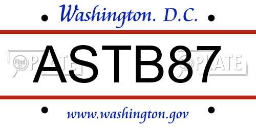 ASTB87 District Of Columbia License Plate