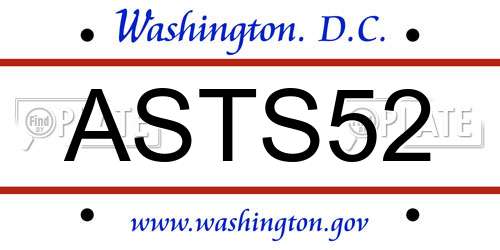 ASTS52 District Of Columbia License Plate