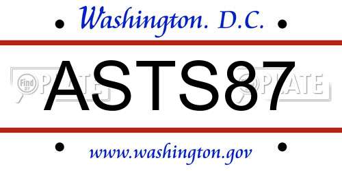 ASTS87 District Of Columbia License Plate