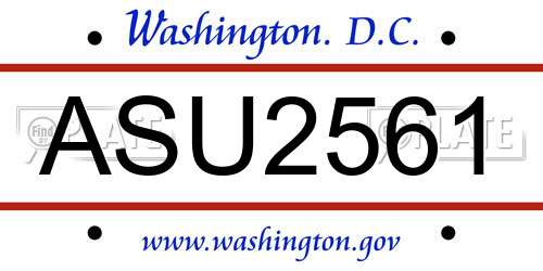 ASU2561 District Of Columbia License Plate