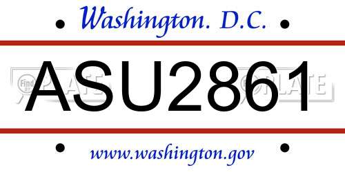ASU2861 District Of Columbia License Plate