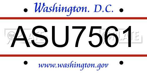 ASU7561 District Of Columbia License Plate