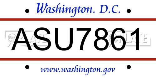 ASU7861 District Of Columbia License Plate