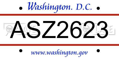 ASZ2623 District Of Columbia License Plate