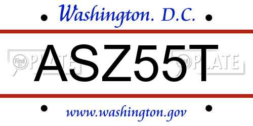 ASZ55T District Of Columbia License Plate