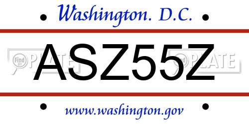 ASZ55Z District Of Columbia License Plate