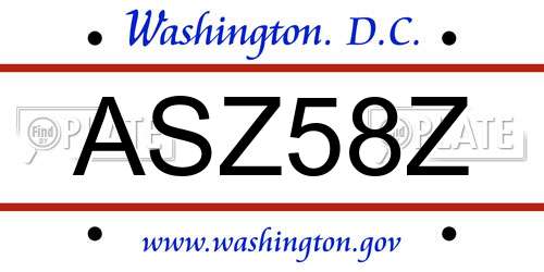 ASZ58Z District Of Columbia License Plate