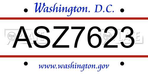 ASZ7623 District Of Columbia License Plate