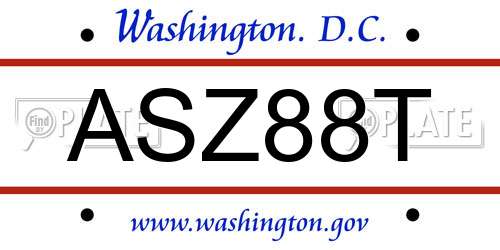 ASZ88T District Of Columbia License Plate