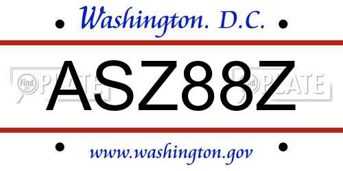 ASZ88Z District Of Columbia License Plate