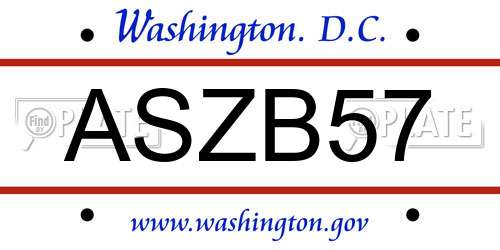 ASZB57 District Of Columbia License Plate
