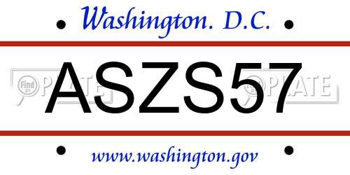 ASZS57 District Of Columbia License Plate