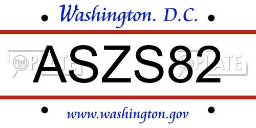ASZS82 District Of Columbia License Plate