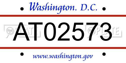 AT02573 District Of Columbia License Plate