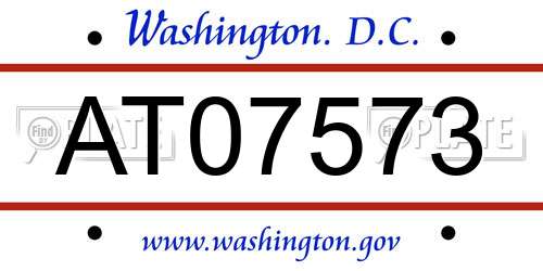 AT07573 District Of Columbia License Plate