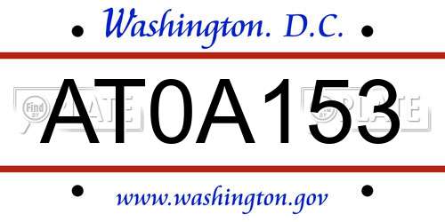AT0A153 District Of Columbia License Plate