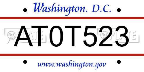 AT0T523 District Of Columbia License Plate